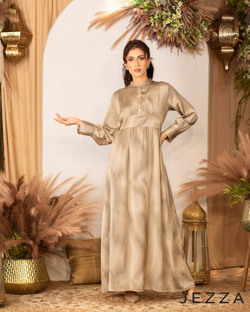 Satin Long Dress Long Sleeves 59292